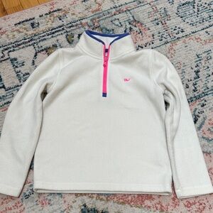 Vineyard Vines Kids White Fleece with Pink and Blue Accents